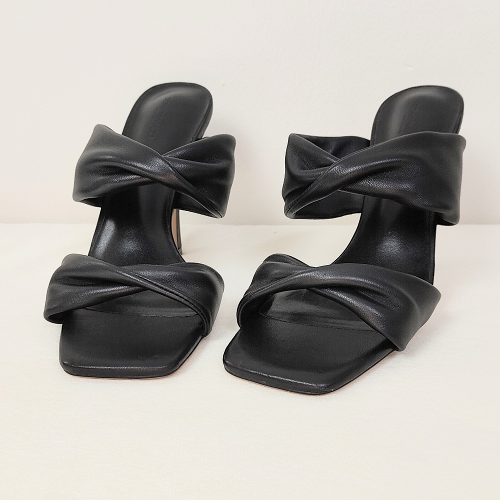NEW! Tony Bianco Black Leather Heels Felipe Mule Women's 9 High Stilettos Open